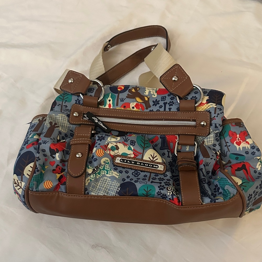 Lily Bloom “Who Let the Dogs Out” Print Satchel bag, Like New Condition!